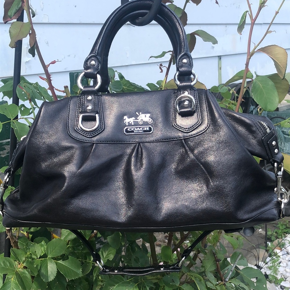 Black leather Coach handbag